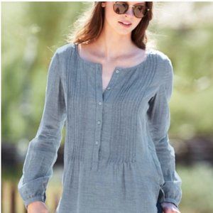 Peruvian Connection Annalise Top Popover Shirt 10 Chambray Long Sleeve P…